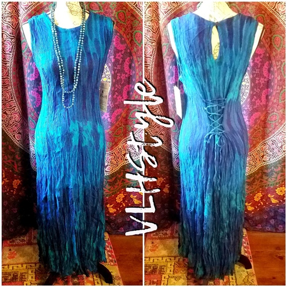 American Angel Dresses & Skirts - NWT Crinkle Tie Dye Boho Maxi Dress or Cover Up